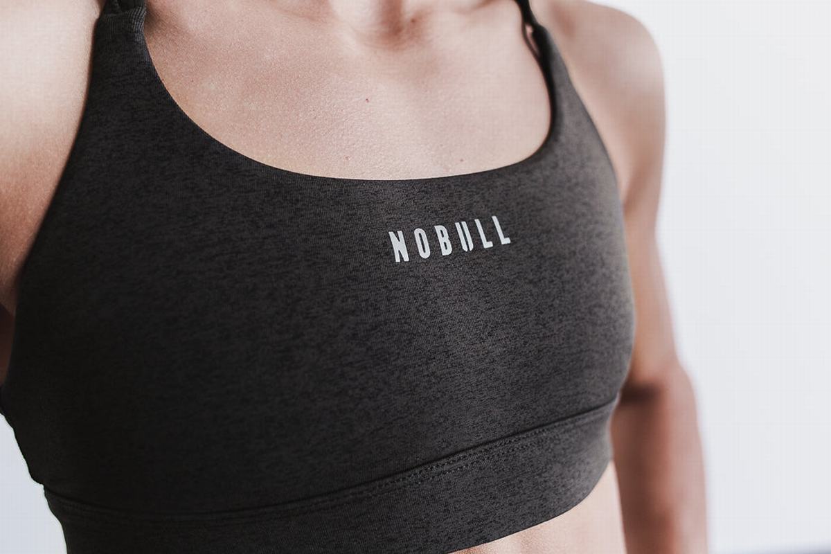 Nobull Plush Heather Sport Bh Dames Zwart | 176089-IKO