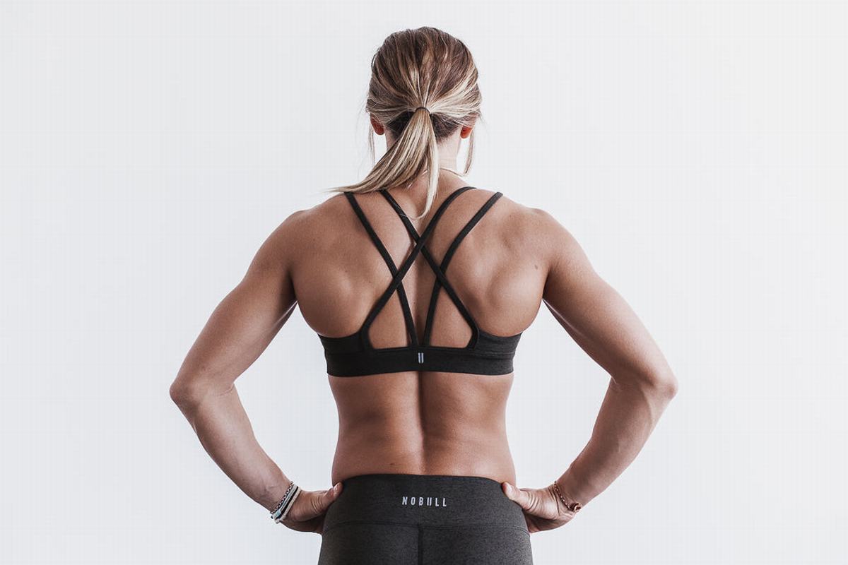 Nobull Plush Heather Sport Bh Dames Zwart | 176089-IKO