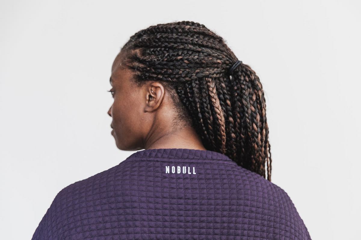Nobull Quilted Crew Pullover Dames Bruin | 768431-GRK