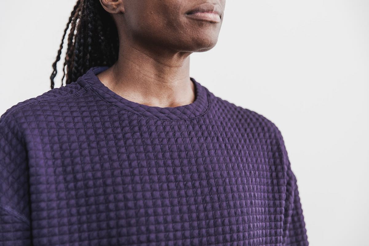 Nobull Quilted Crew Pullover Dames Bruin | 768431-GRK
