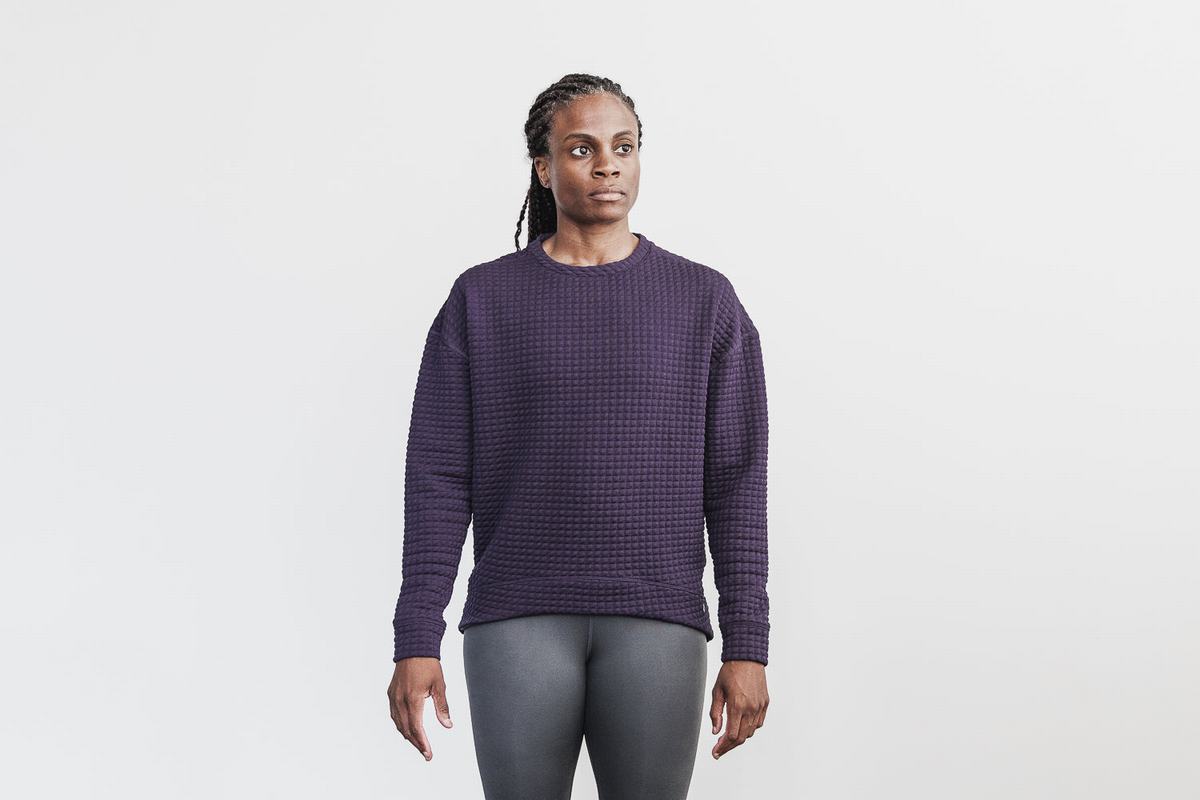 Nobull Quilted Crew Pullover Dames Bruin | 768431-GRK