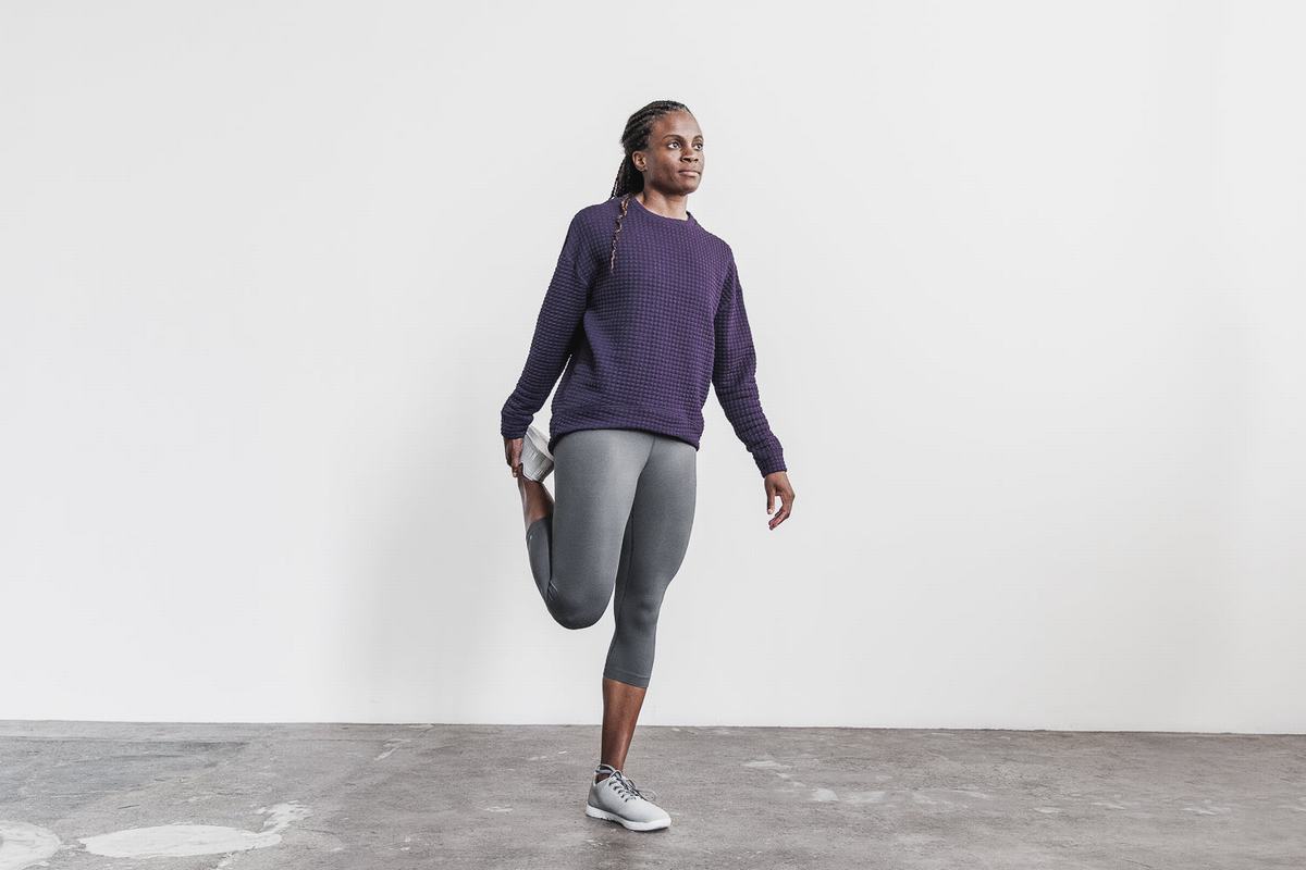 Nobull Quilted Crew Pullover Dames Bruin | 768431-GRK