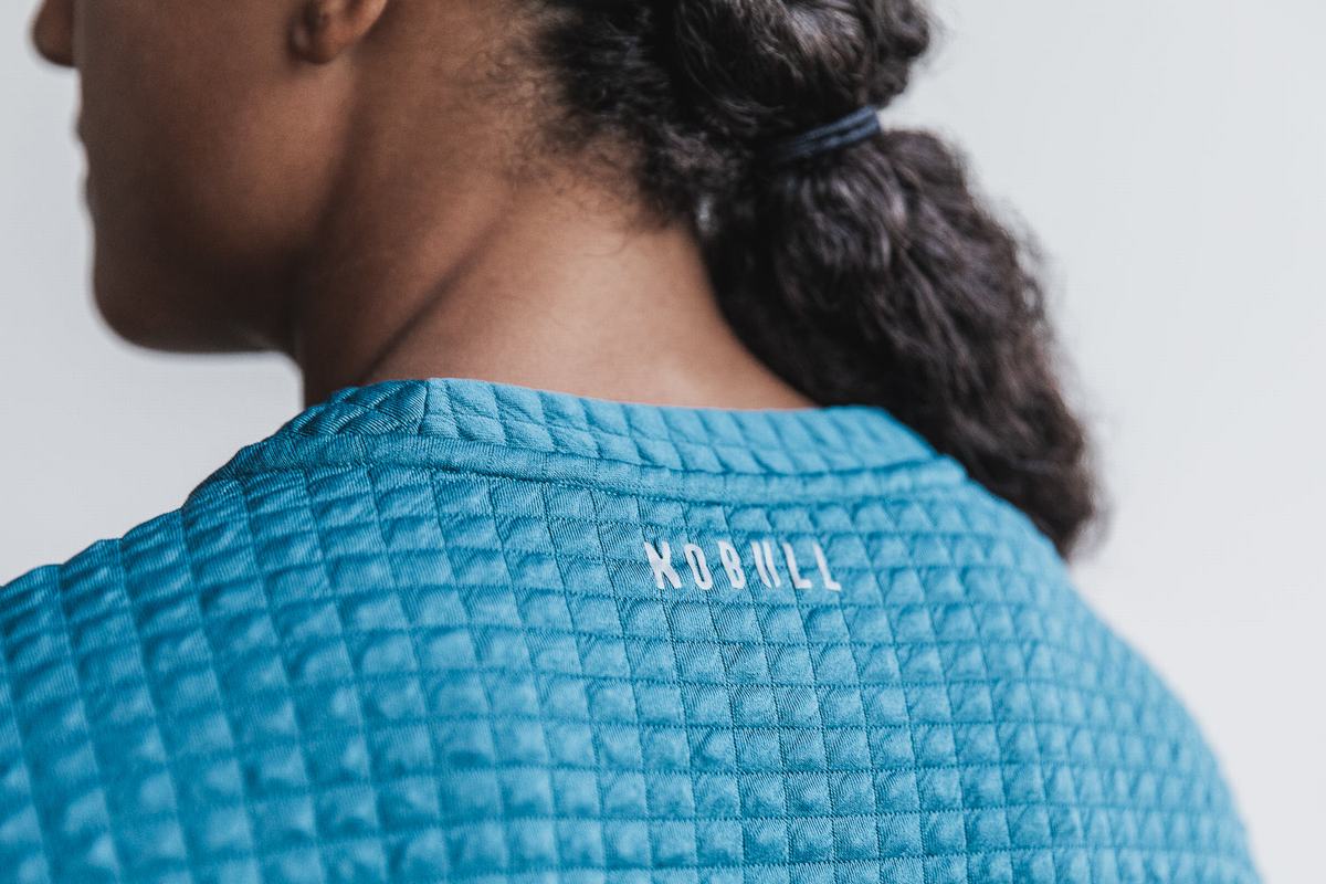 Nobull Quilted Crew Pullover Dames Grijs Blauw | 784016-JHN