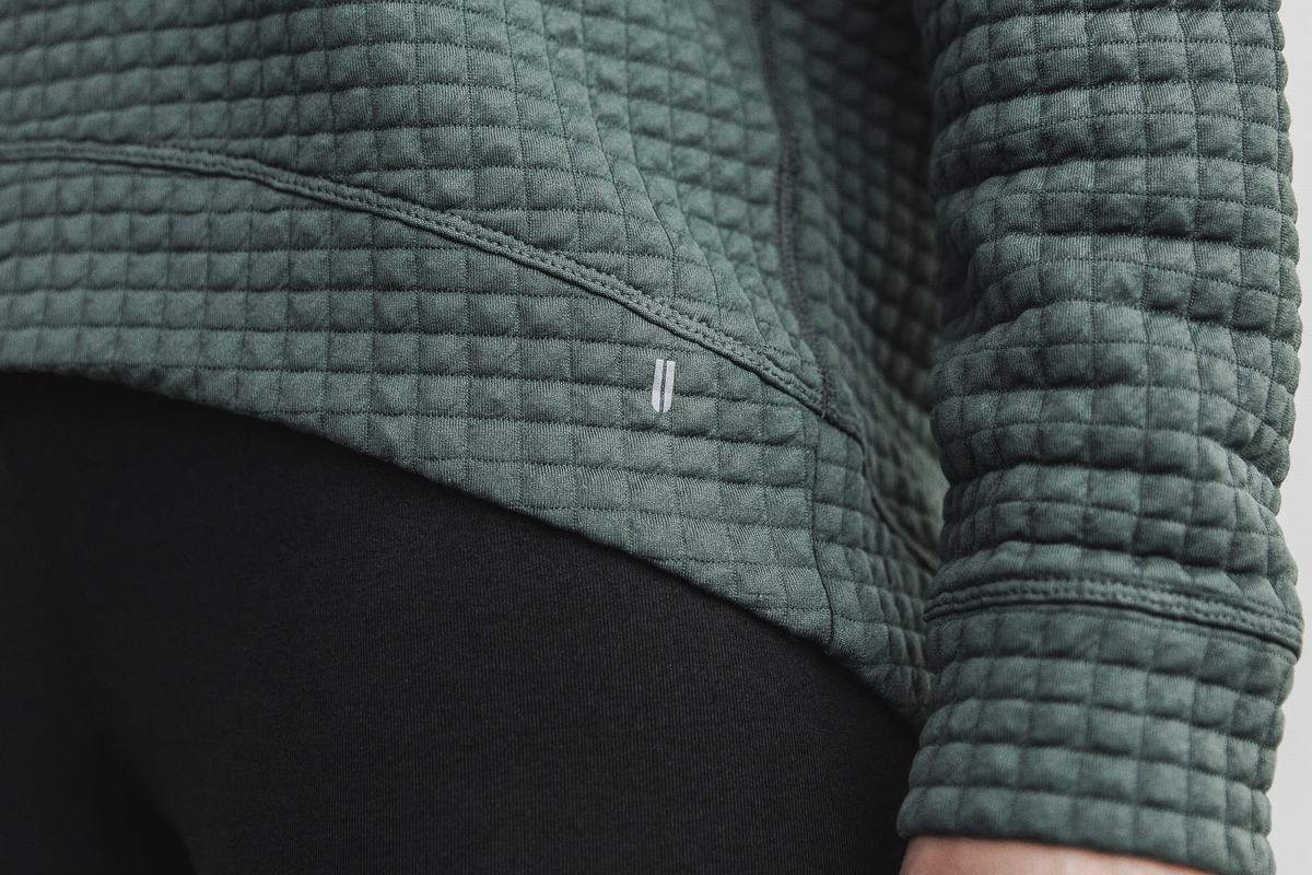 Nobull Quilted Crew Pullover Dames Olijfgroen | 217504-UIB