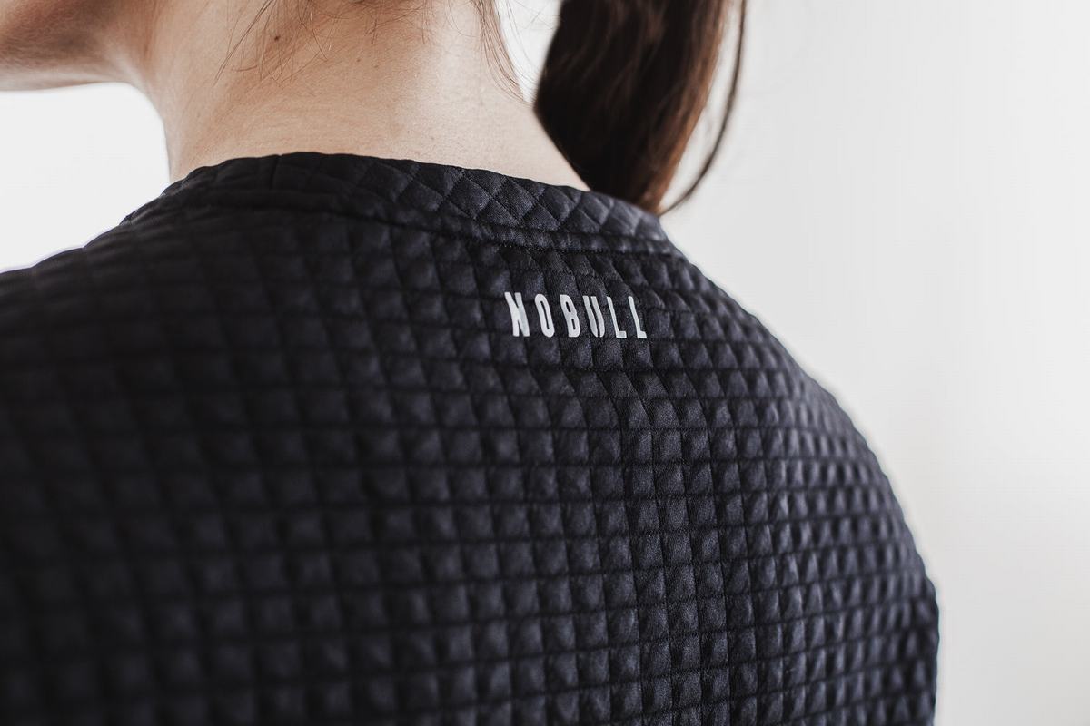 Nobull Quilted Crew Pullover Dames Zwart | 183205-ISV