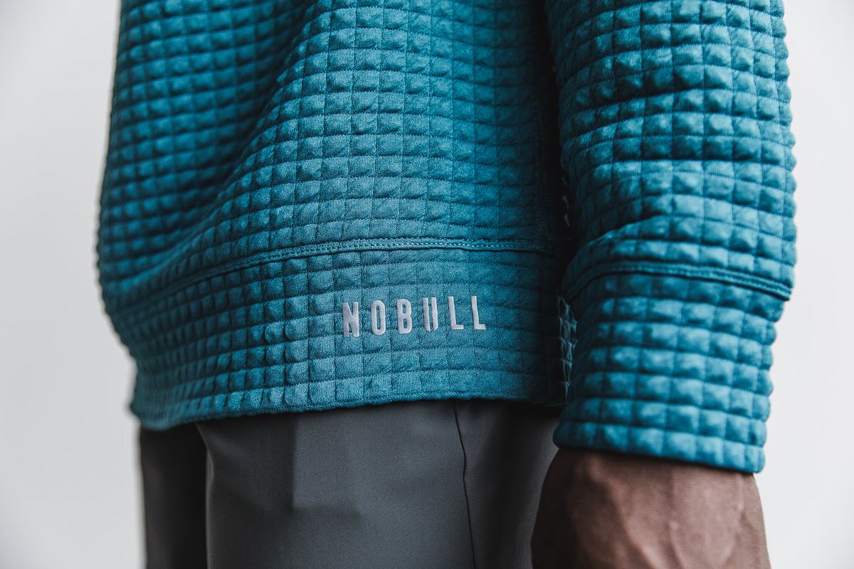Nobull Quilted Crew Pullover Heren Grijs Blauw | 510473-ENG