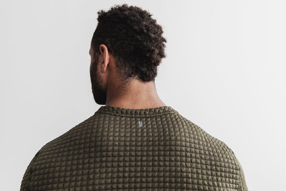 Nobull Quilted Crew Pullover Heren Groen | 297183-BOS
