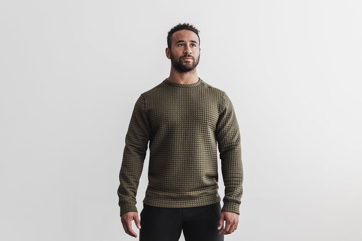 Nobull Quilted Crew Pullover Heren Groen | 297183-BOS