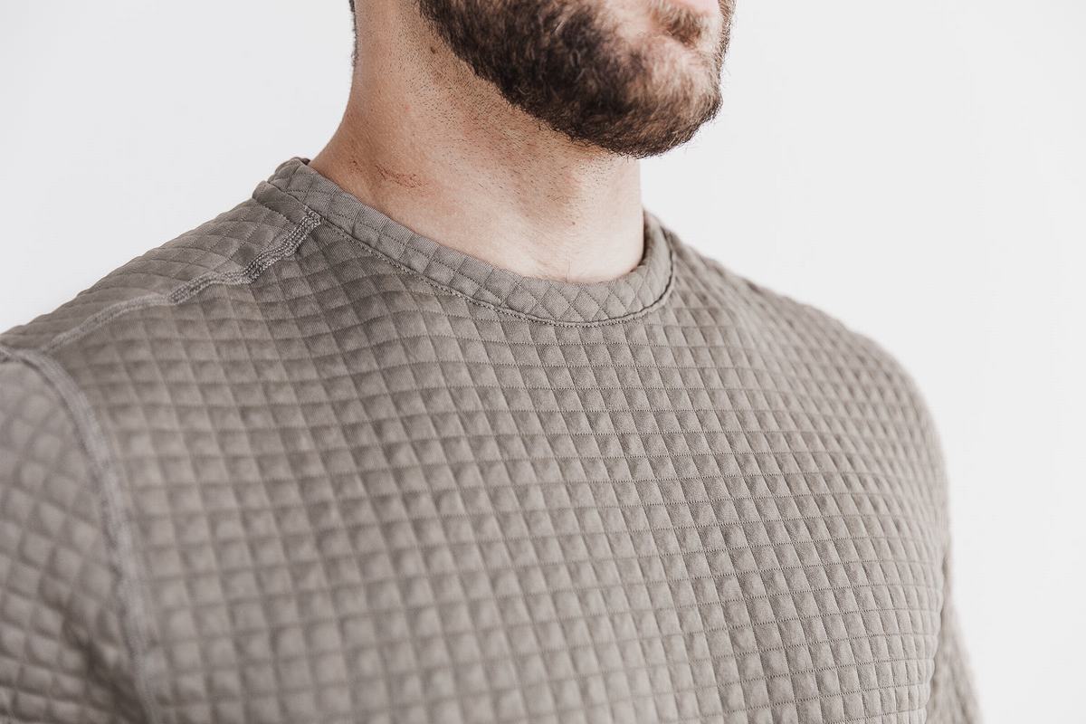 Nobull Quilted Crew Pullover Heren Lichtbruin | 517036-BMT