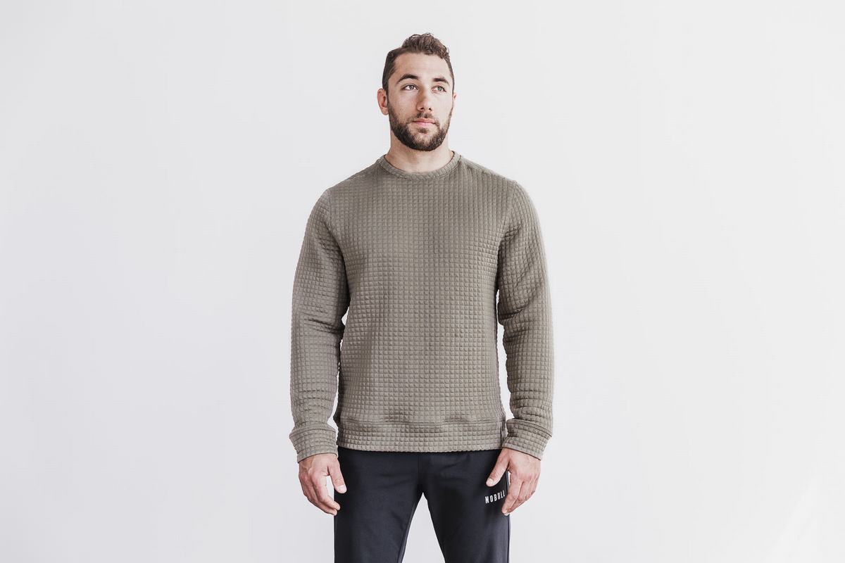 Nobull Quilted Crew Pullover Heren Lichtbruin | 517036-BMT