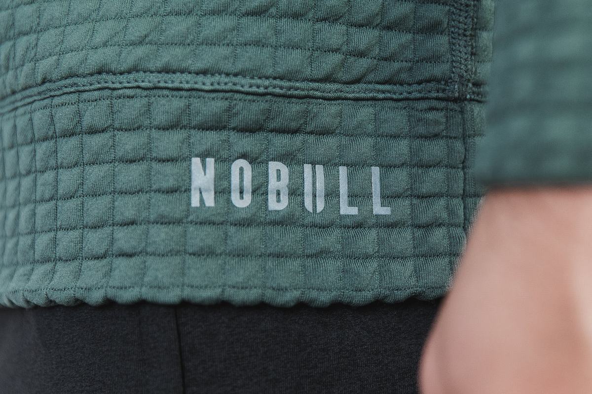 Nobull Quilted Crew Pullover Heren Olijfgroen | 805361-SOG