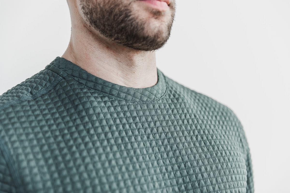 Nobull Quilted Crew Pullover Heren Olijfgroen | 805361-SOG