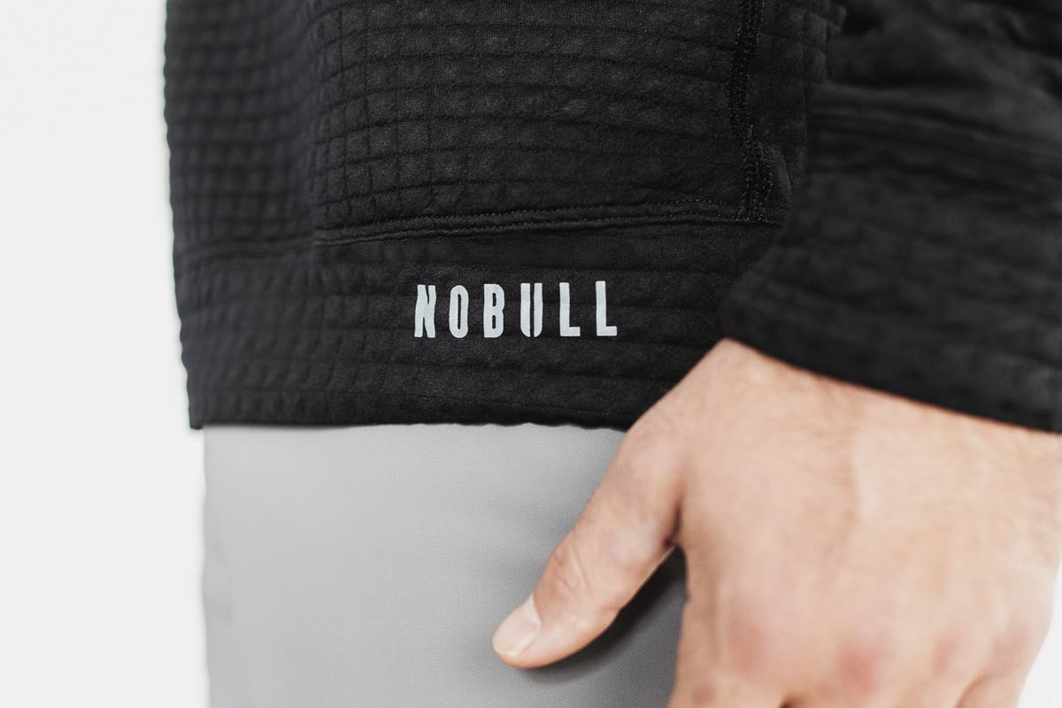 Nobull Quilted Crew Pullover Heren Zwart | 419650-DTO