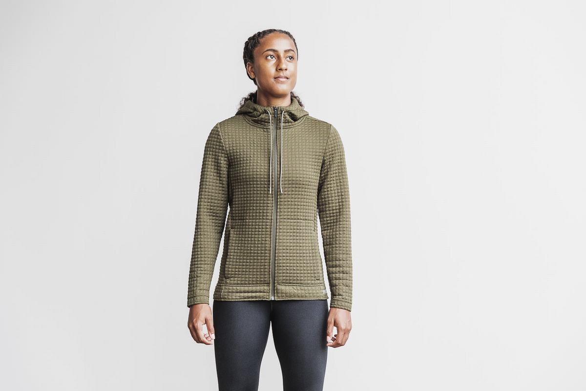 Nobull Quilted Zip-up Jassen Dames Groen | 248951-IFO
