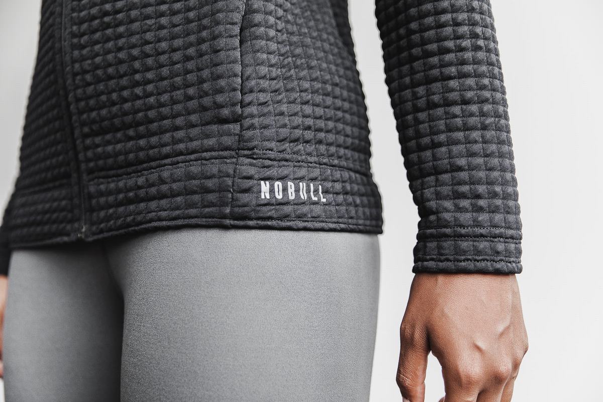 Nobull Quilted Zip-up Jassen Dames Zwart | 674019-XQD