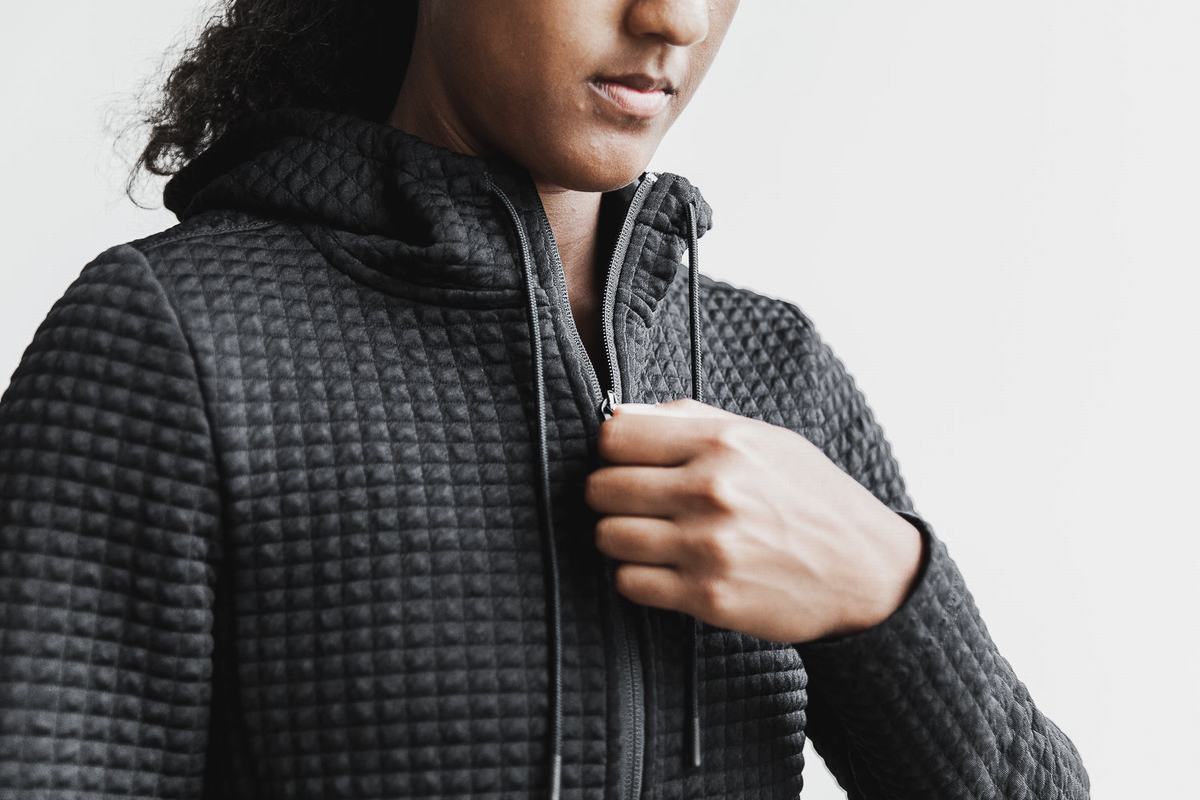 Nobull Quilted Zip-up Jassen Dames Zwart | 674019-XQD