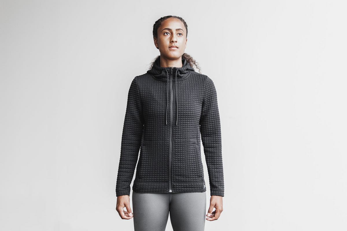 Nobull Quilted Zip-up Jassen Dames Zwart | 674019-XQD