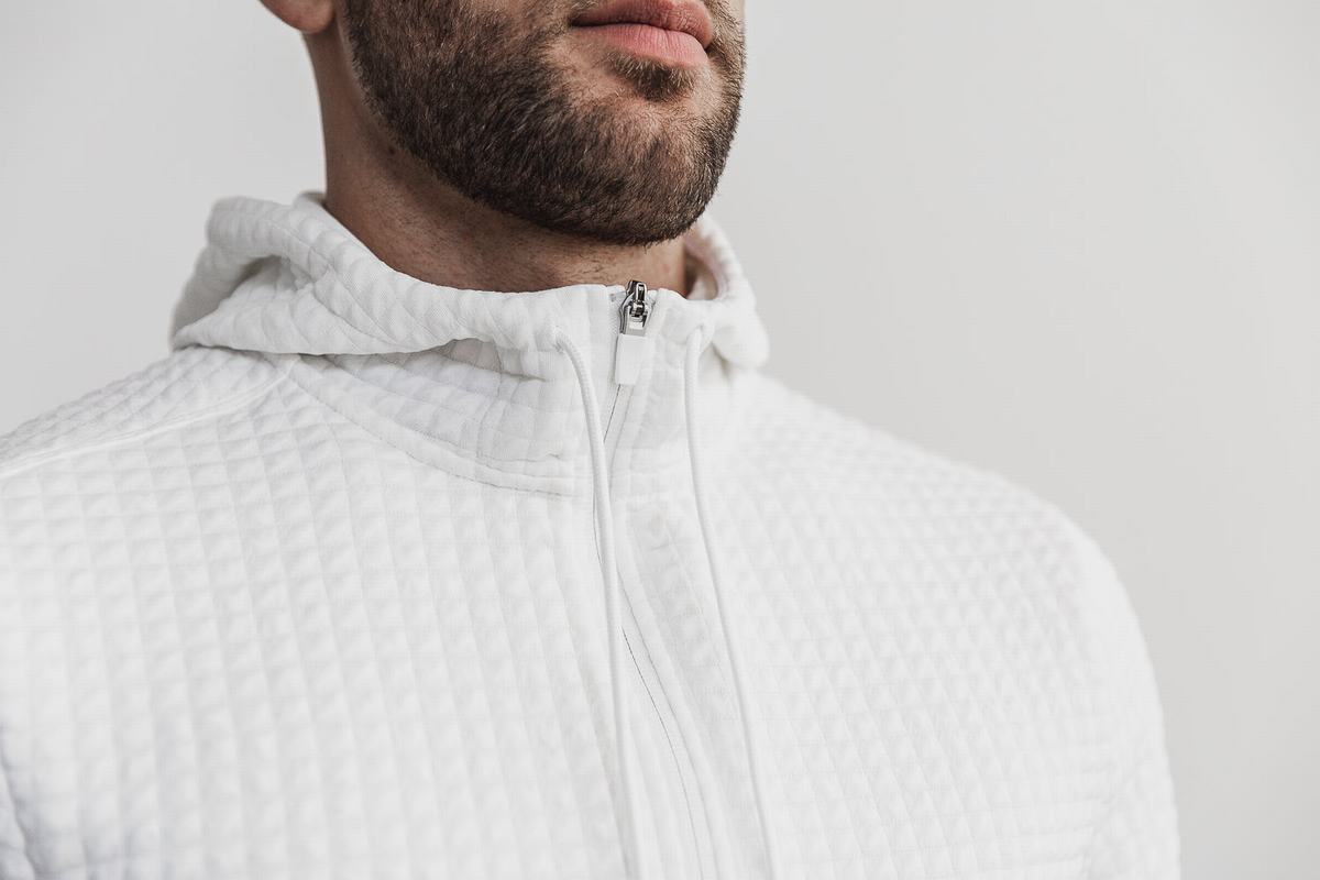 Nobull Quilted Zip-up Jassen Heren Wit | 631079-CIA