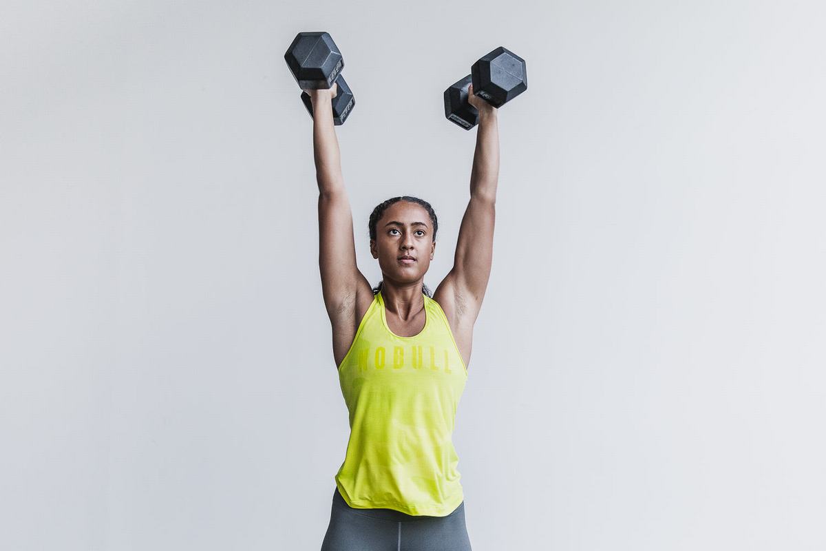 Nobull Racerback Tank Neon Tanktop Dames Geel Camo | 895603-TDL