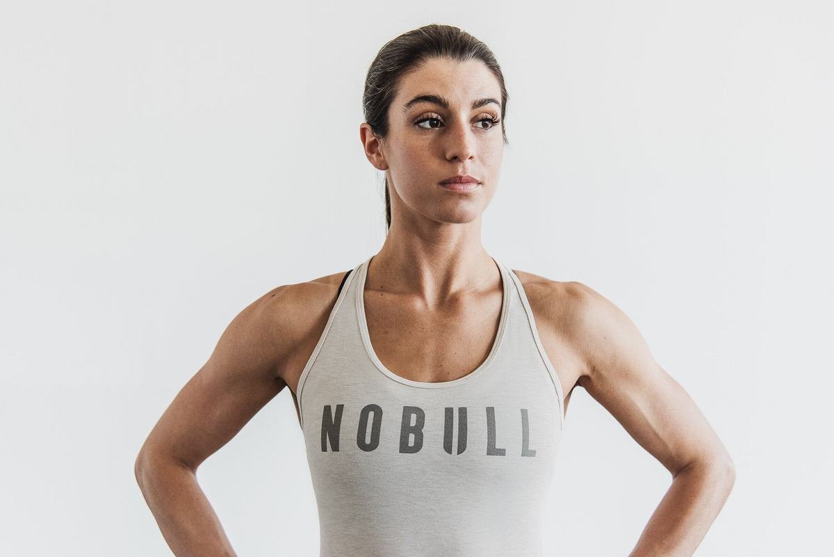 Nobull Racerback Tank Tanktop Dames Beige | 076951-SIH