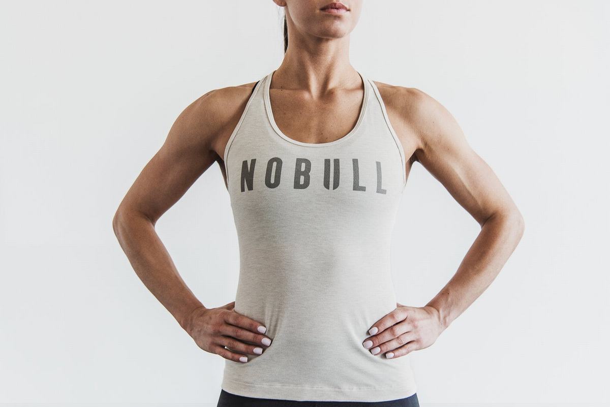 Nobull Racerback Tank Tanktop Dames Beige | 076951-SIH
