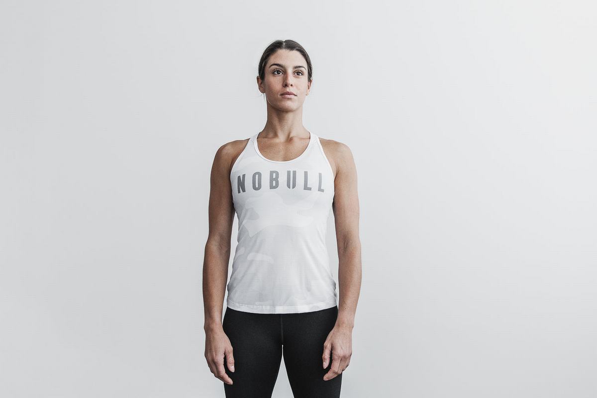 Nobull Racerback Tank Tanktop Dames Wit Camo | 281973-ITR