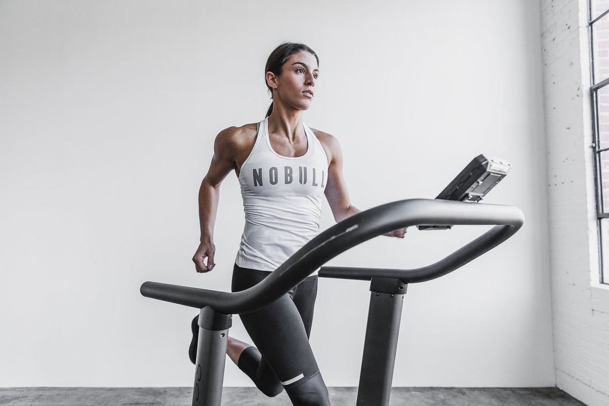 Nobull Racerback Tank Tanktop Dames Wit Camo | 281973-ITR