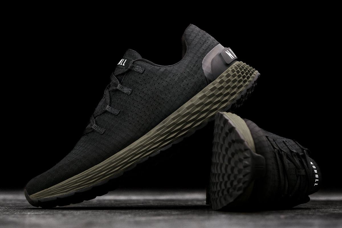 Nobull Ripstop Runner Loopschoenen Dames Zwart Donkergroen | 672398-ZMW