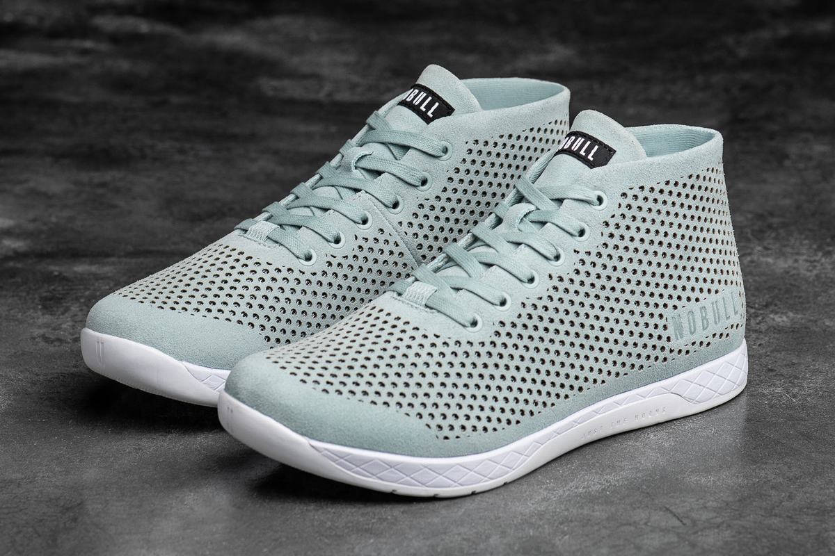 Nobull Suede Mid Trainer Fitness Schoenen Heren Groen | 187640-UHG