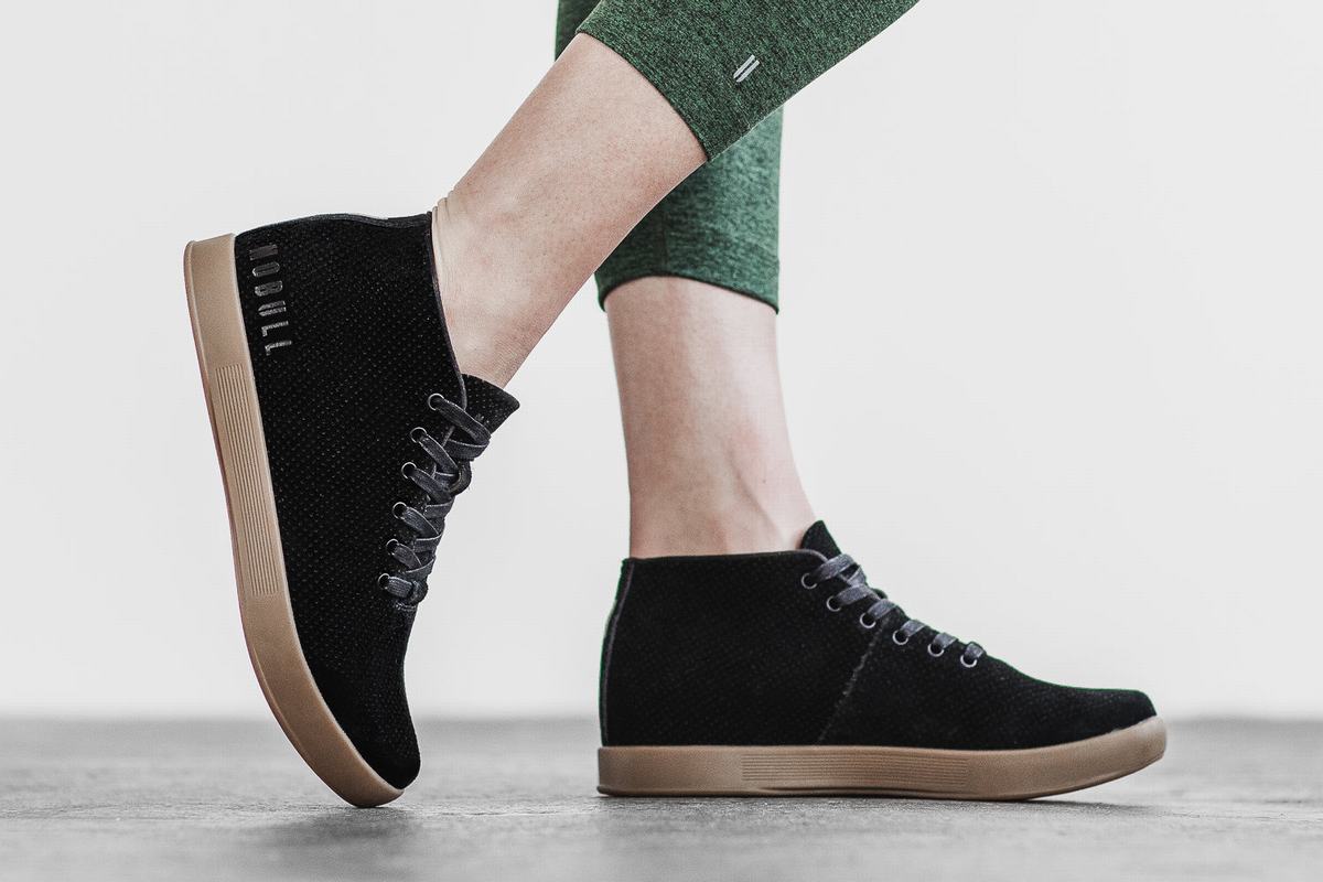 Nobull Suede Mid Trainer Fitness Schoenen Dames Zwart | 651073-TWS
