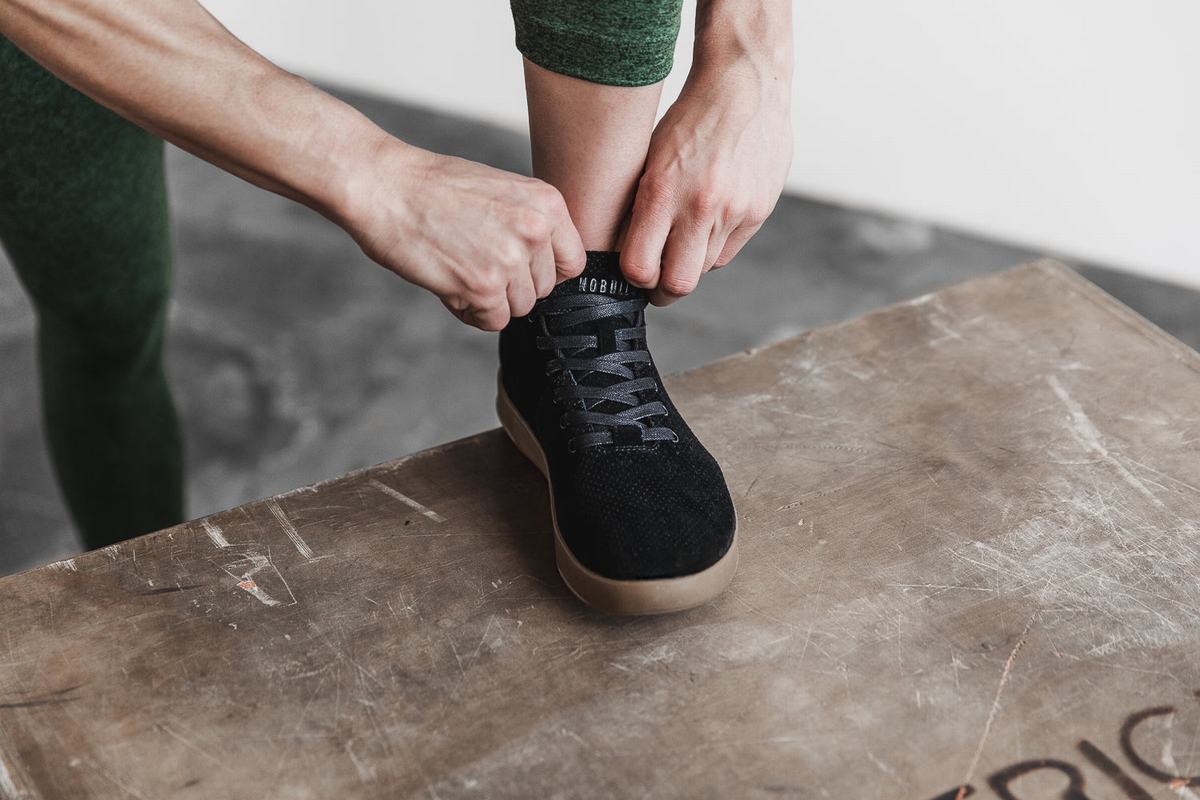 Nobull Suede Mid Trainer Fitness Schoenen Dames Zwart | 651073-TWS