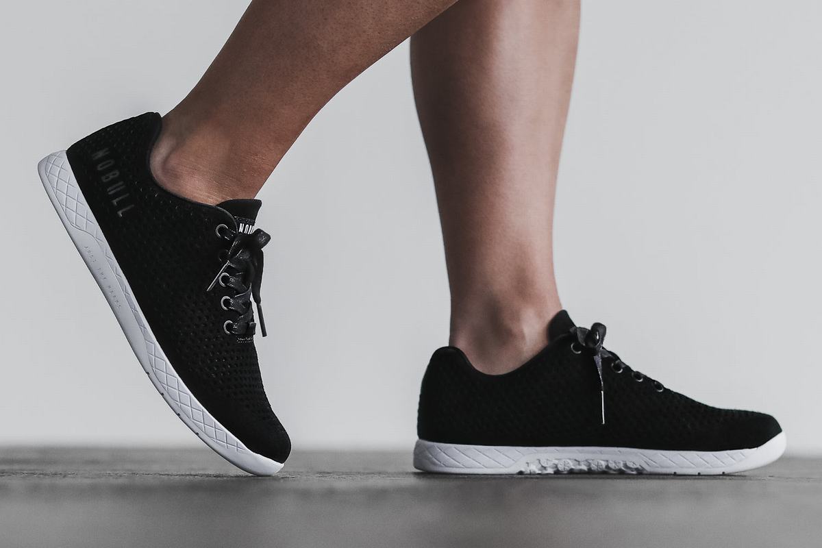 Nobull Suede Trainer Fitness Schoenen Dames Zwart Wit | 143786-DPX