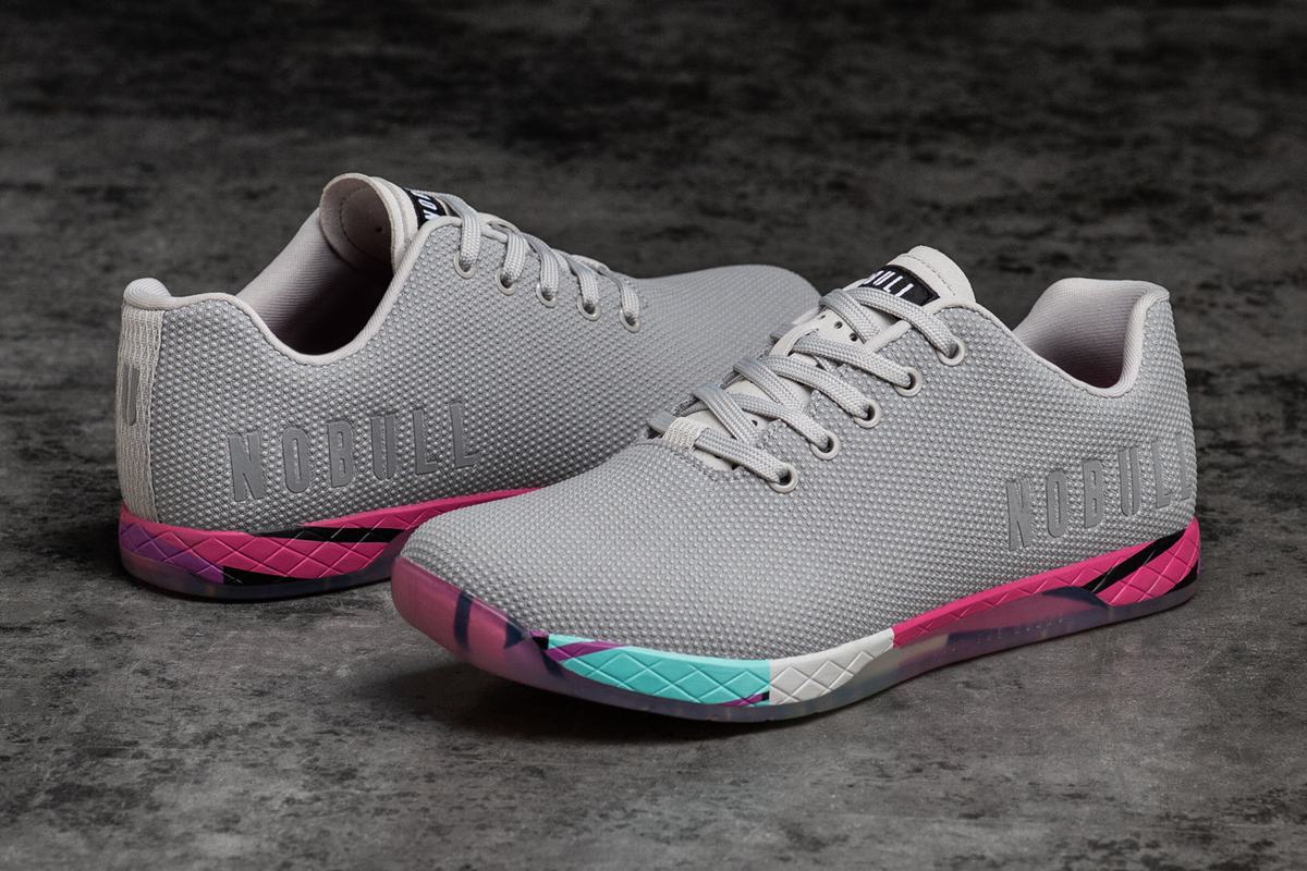 Nobull Superfabric Arctic Trainer Fitness Schoenen Dames Grijs Roze | 058734-GSR