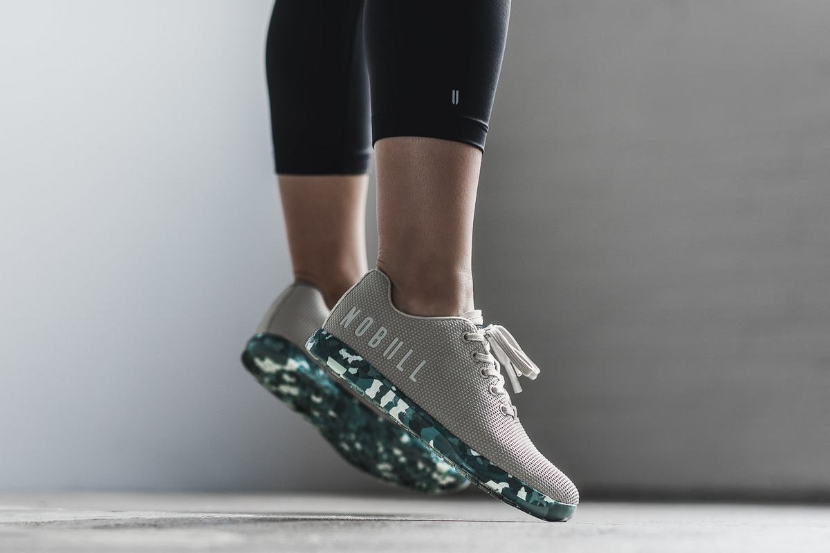 Nobull Superfabric Arctic Trainer Fitness Schoenen Dames Grijs Turquoise | 902815-PYG