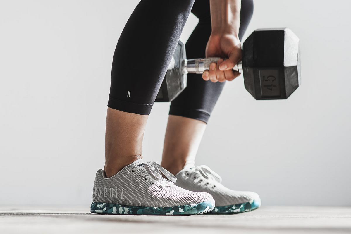 Nobull Superfabric Arctic Trainer Fitness Schoenen Dames Grijs Turquoise | 902815-PYG