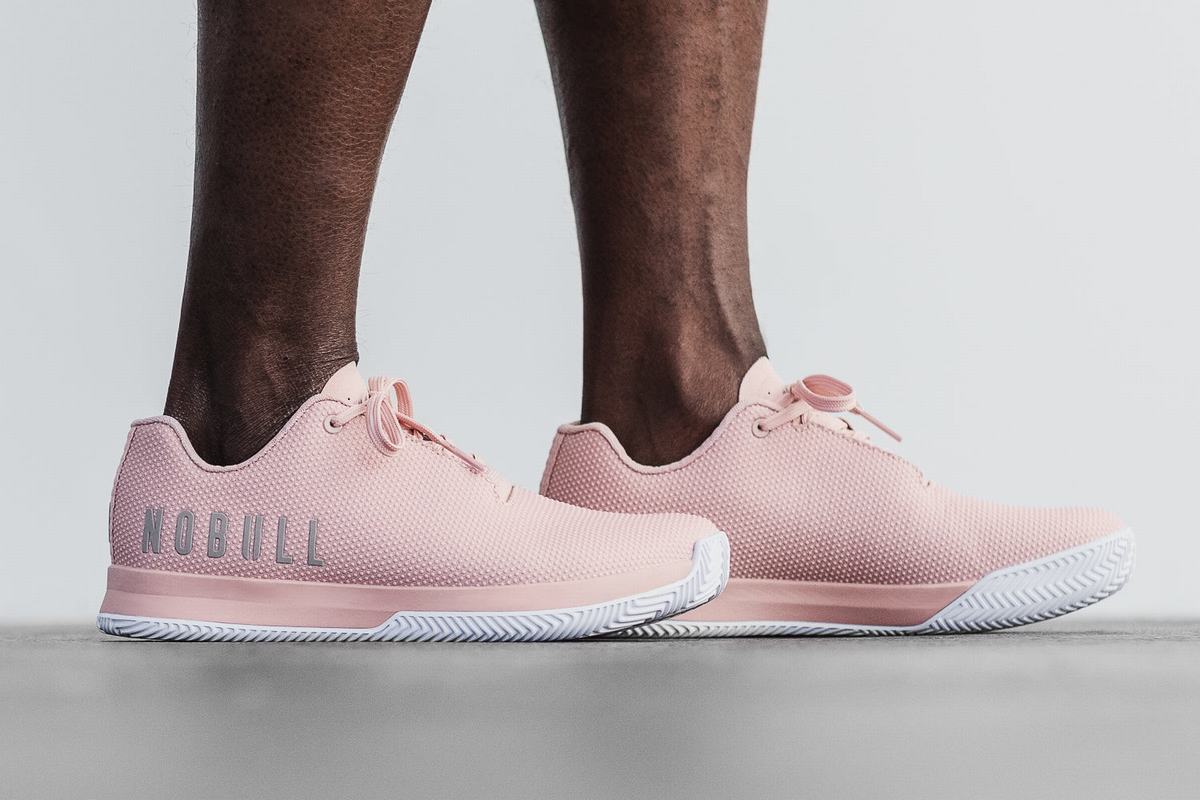 Nobull Superfabric Court Trainer Fitness Schoenen Heren Roze Wit | 258361-LGZ
