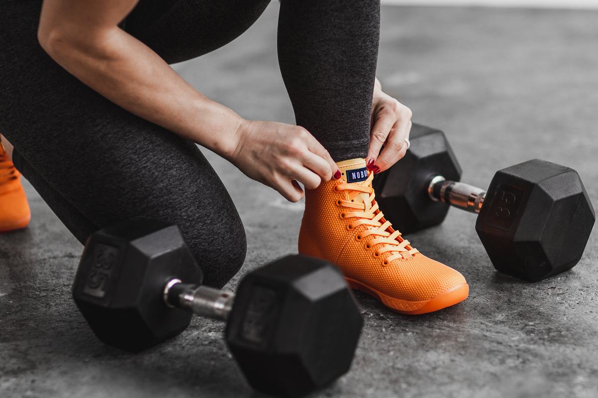 Nobull Superfabric High-Top Neon Trainer Fitness Schoenen Dames Oranje | 310475-WTR