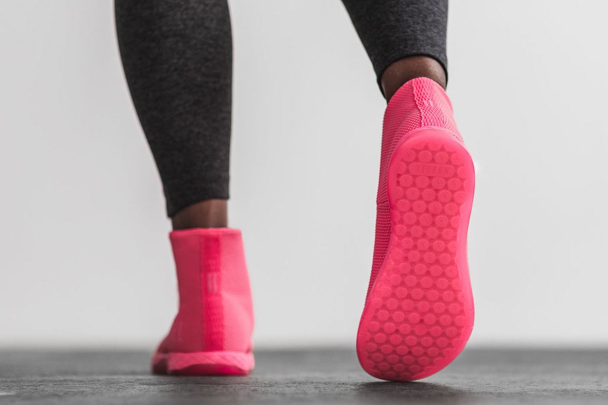 Nobull Superfabric High-Top Neon Trainer Fitness Schoenen Dames Roze | 431856-MJZ