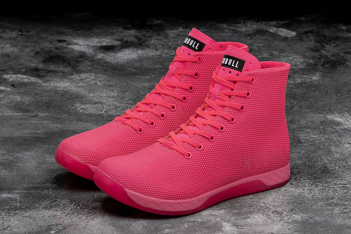 Nobull Superfabric High-Top Neon Trainer Fitness Schoenen Dames Roze | 431856-MJZ