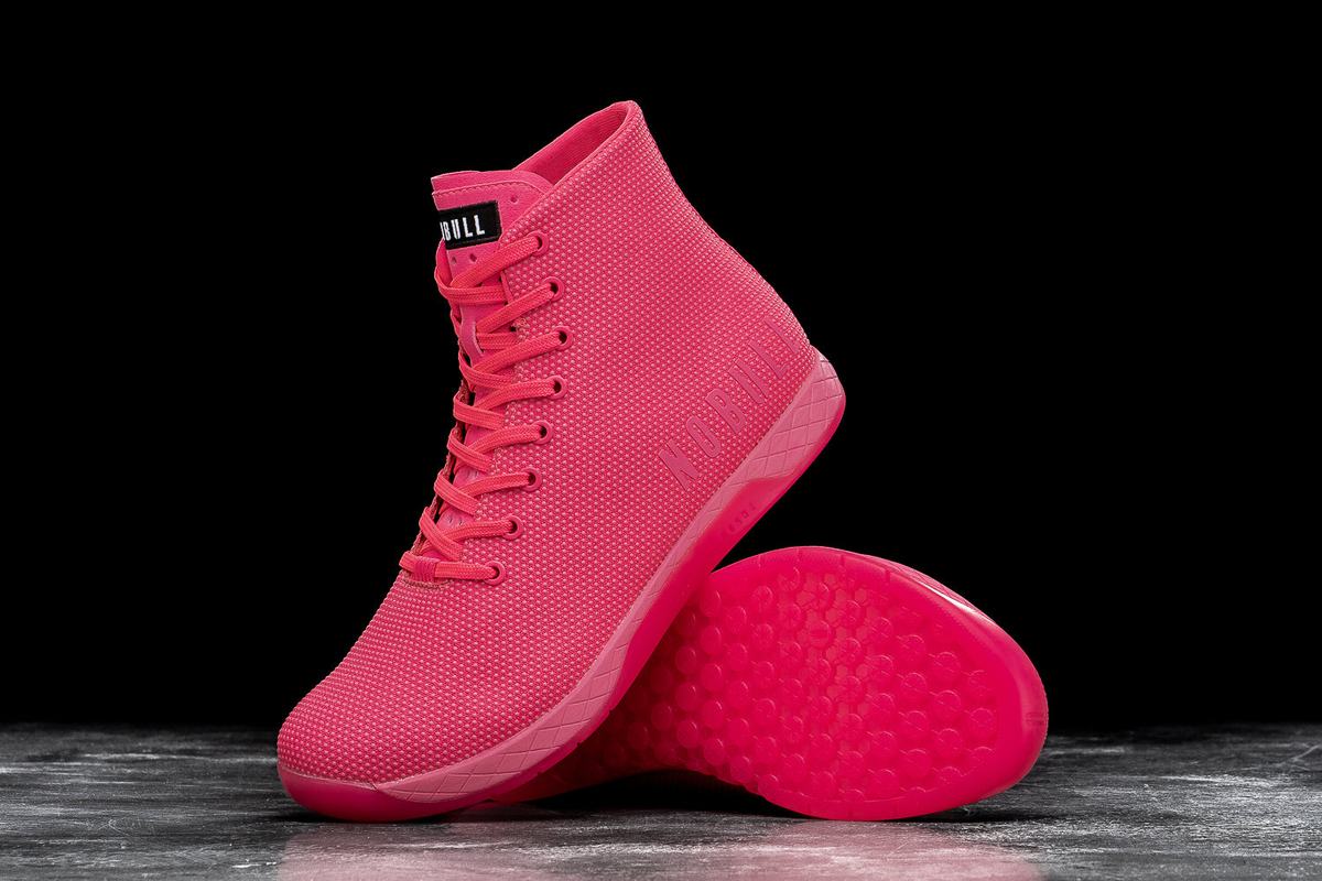 Nobull Superfabric High-Top Neon Trainer Fitness Schoenen Dames Roze | 431856-MJZ