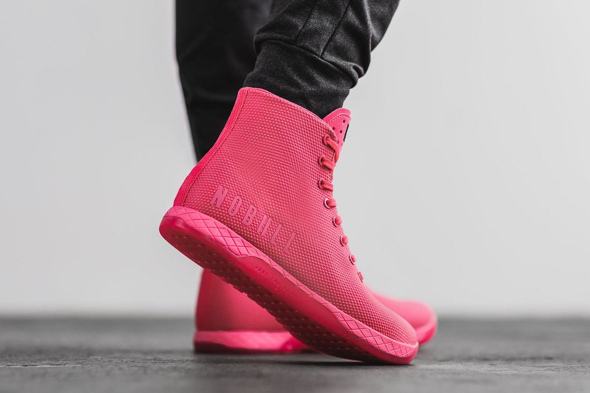 Nobull Superfabric High-Top Neon Trainer Fitness Schoenen Heren Roze | 635820-OZL