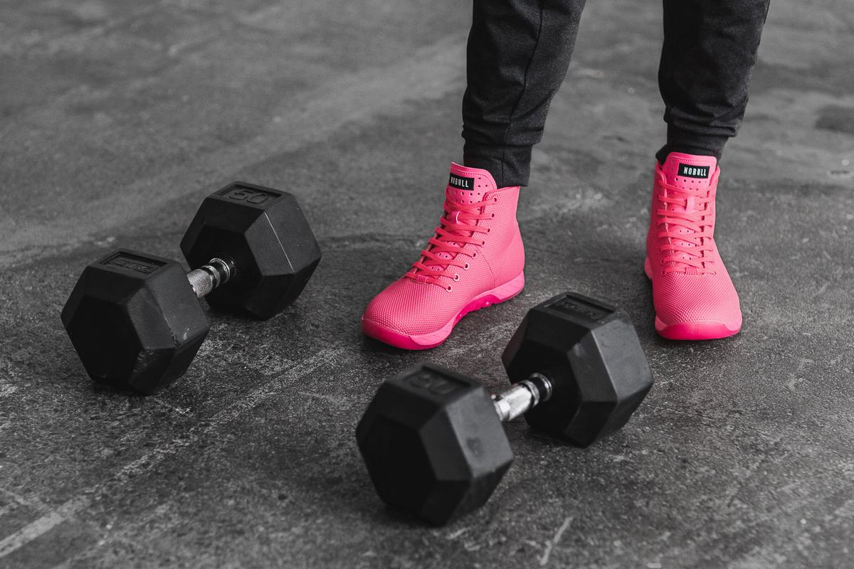 Nobull Superfabric High-Top Neon Trainer Fitness Schoenen Heren Roze | 635820-OZL