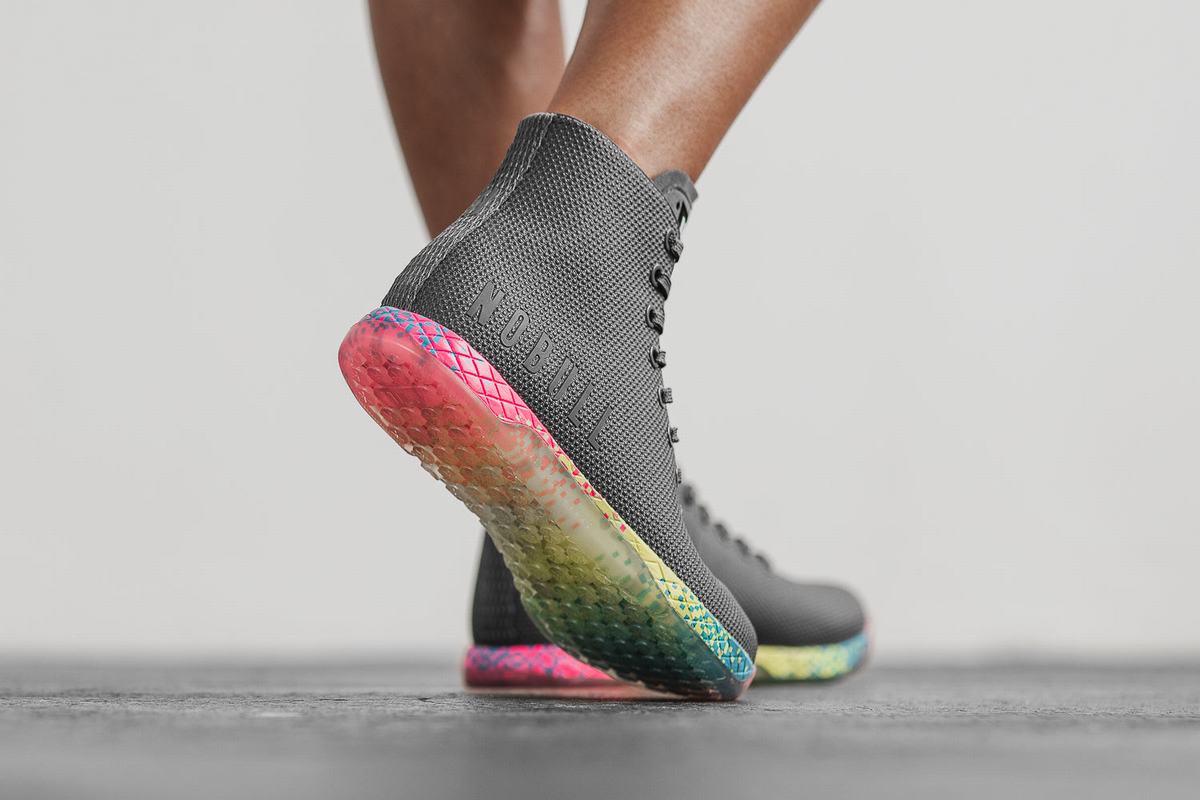 Nobull Superfabric High-Top Neon Trainer Fitness Schoenen Dames Donkergrijs | 674095-TIC