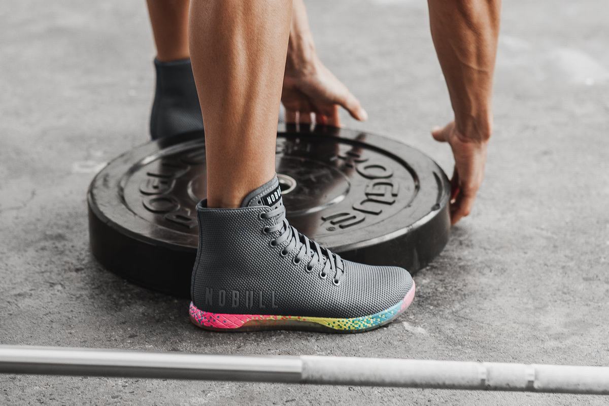 Nobull Superfabric High-Top Neon Trainer Fitness Schoenen Dames Donkergrijs | 674095-TIC