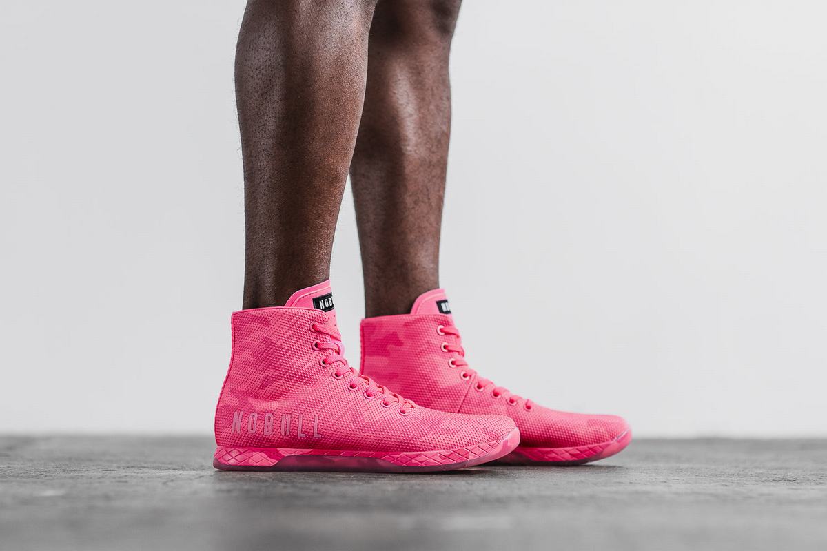 Nobull Superfabric High-Top Neon Trainer Fitness Schoenen Heren Roze Camo | 913027-MRN