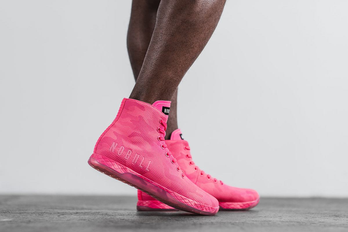 Nobull Superfabric High-Top Neon Trainer Fitness Schoenen Heren Roze Camo | 913027-MRN