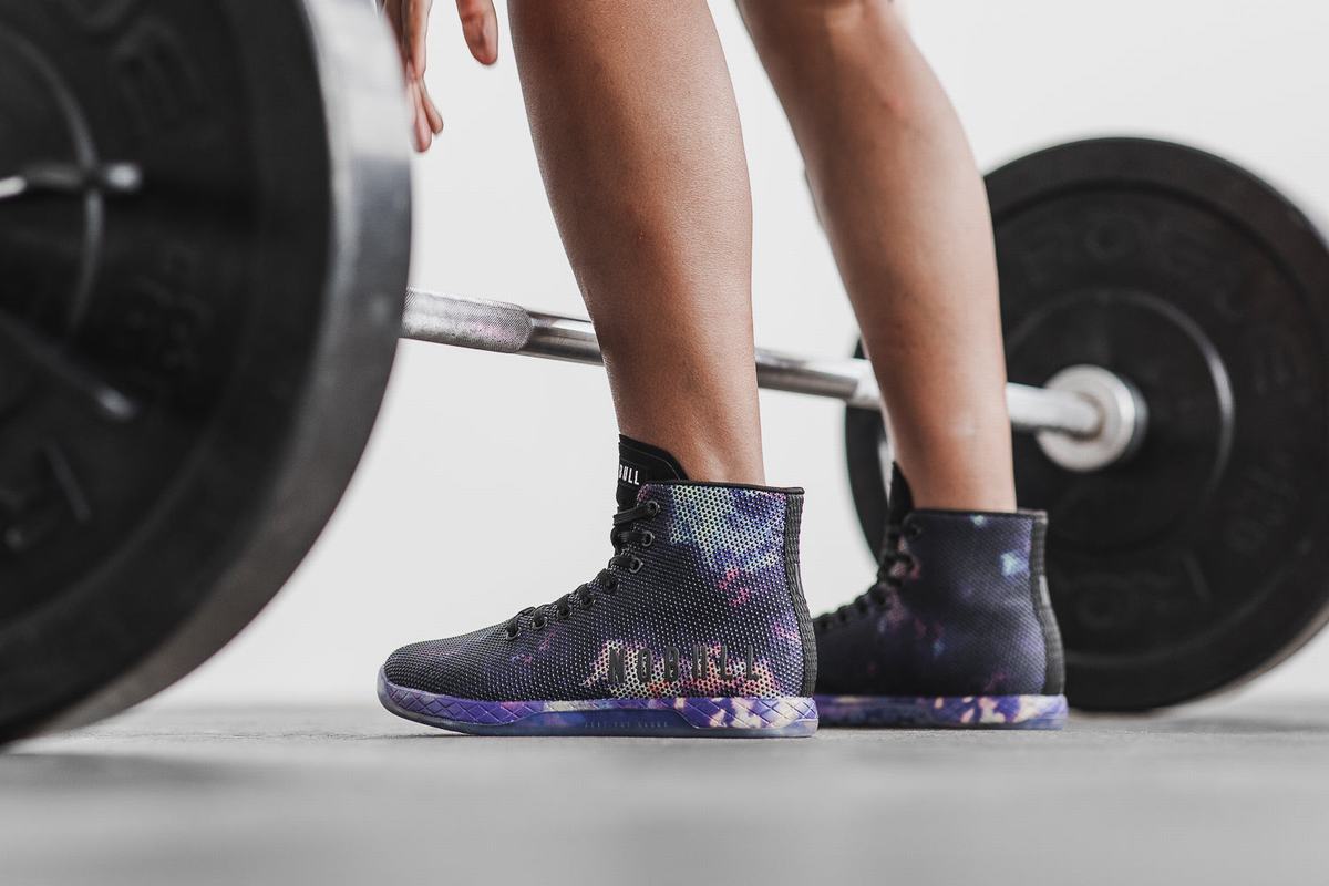 Nobull Superfabric High-Top Tie-Dye Trainer Fitness Schoenen Dames Paars Zwart | 013256-FQD