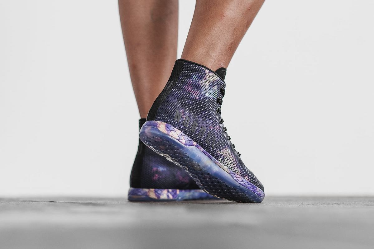 Nobull Superfabric High-Top Tie-Dye Trainer Fitness Schoenen Dames Paars Zwart | 013256-FQD