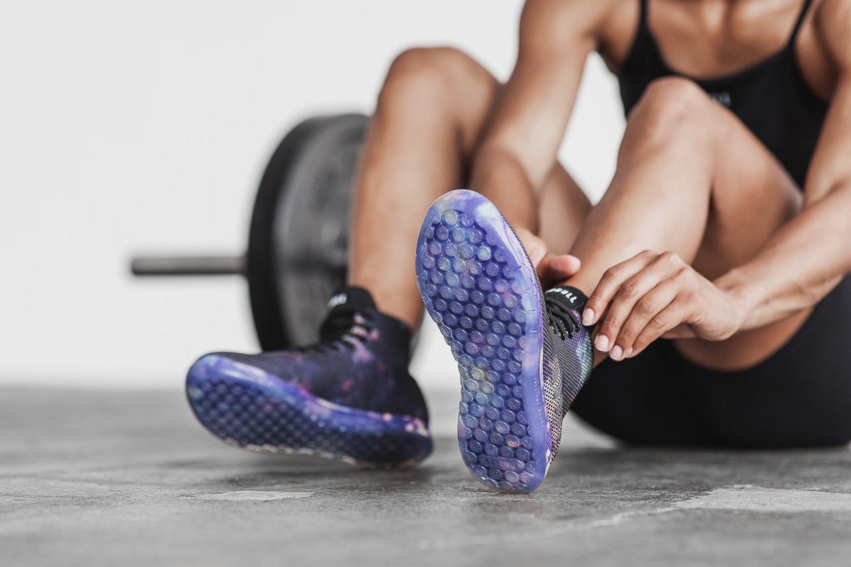 Nobull Superfabric High-Top Tie-Dye Trainer Fitness Schoenen Dames Paars Zwart | 013256-FQD