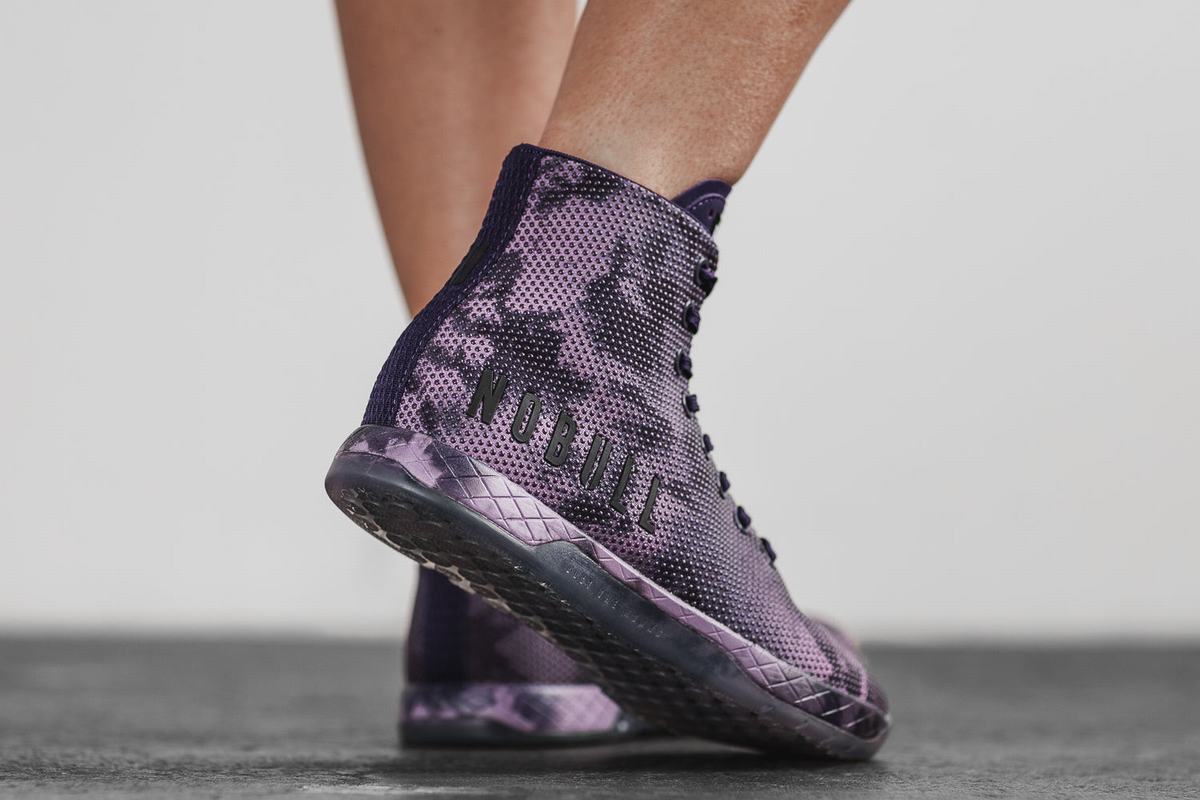 Nobull Superfabric High-Top Tie-Dye Trainer Fitness Schoenen Dames Donkerpaars | 059742-VWT